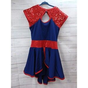Georgie Girls Costume Dance Leotard Red Blue Child XL Gymnastics